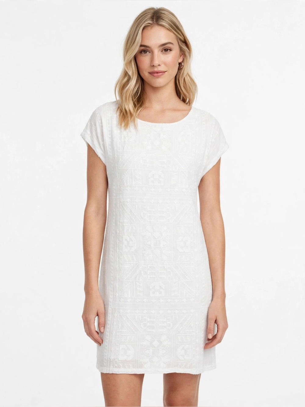 Lauren Ralph Lauren LRL SUMFH1 Textured Mini Dress in White XL NWT